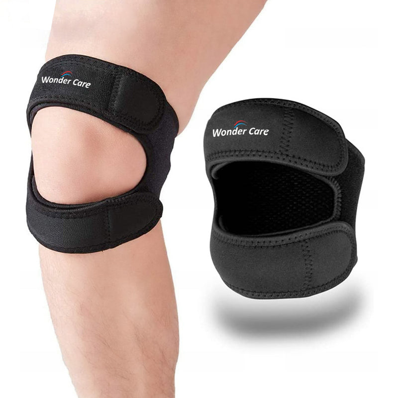 Adjustable Knee Neoprene Blend Brace For Pain, Patella, Strap For Workout, Sports, Arthritis, Acl, Mcl, Meniscus Tear Patellar Tendon Support Men & Women Free Size (Blue/Black)