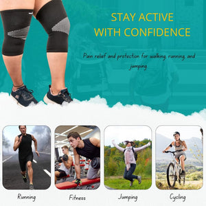 BUY 1 Get 1 FREE Wonder Care Black Bamboo Knee Sleeves for Men/Women, Knee Support for Running, Gym, Badminton, Sports, Compression Knee Sleeves | Perfect Knee Brace for Knee Pain and Enhanced Comfort