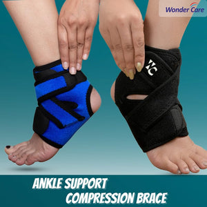 Wonder Care Ankle Support Brace Black & Blue Pack of 2