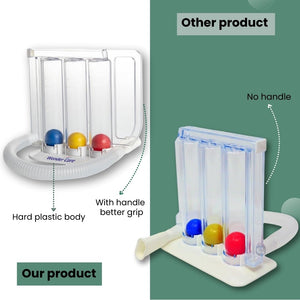 Wonder Care- Deep Breathing Lung Exerciser - 3 Balls Incentive Spirometer - Small and Washable for Adults, White, Pack of 1