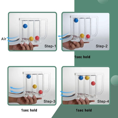Wonder Care- Deep Breathing Lung Exerciser - 3 Balls Incentive Spirometer for Adults