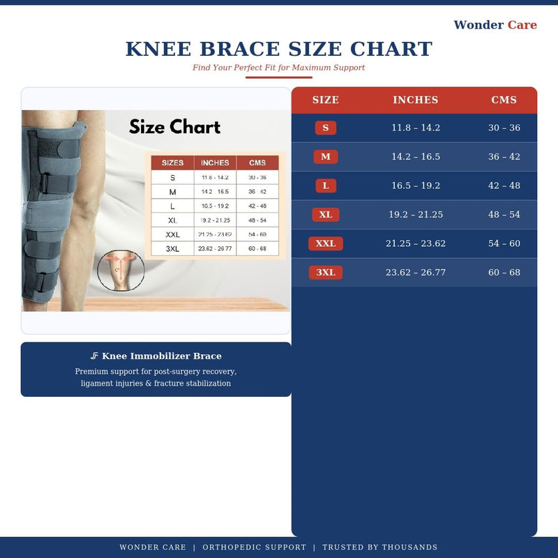 Wonder Care Knee Immobilizer Grey S FBA & XXL