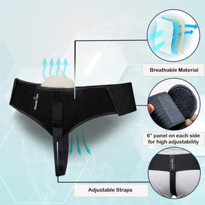 Wonder Care Single Side Inguinal Hernia Belt - Black
