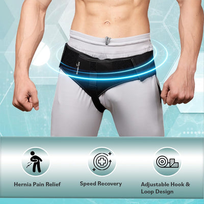Wonder Care Single Side Inguinal Hernia Belt - Black