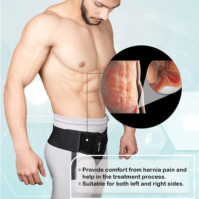 Wonder Care Single Side Inguinal Hernia Belt - Black
