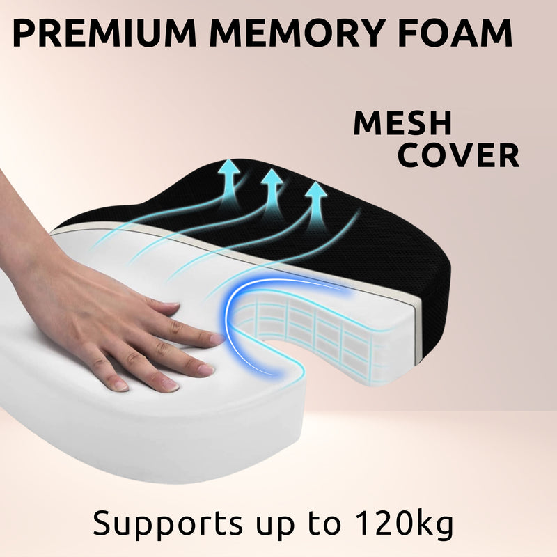 Wonder Care Orthopedic Coccyx Cusion | High Density Memory Foam for Back Pain, Sciatica, Tailbone Relief | 2 Years Warranty