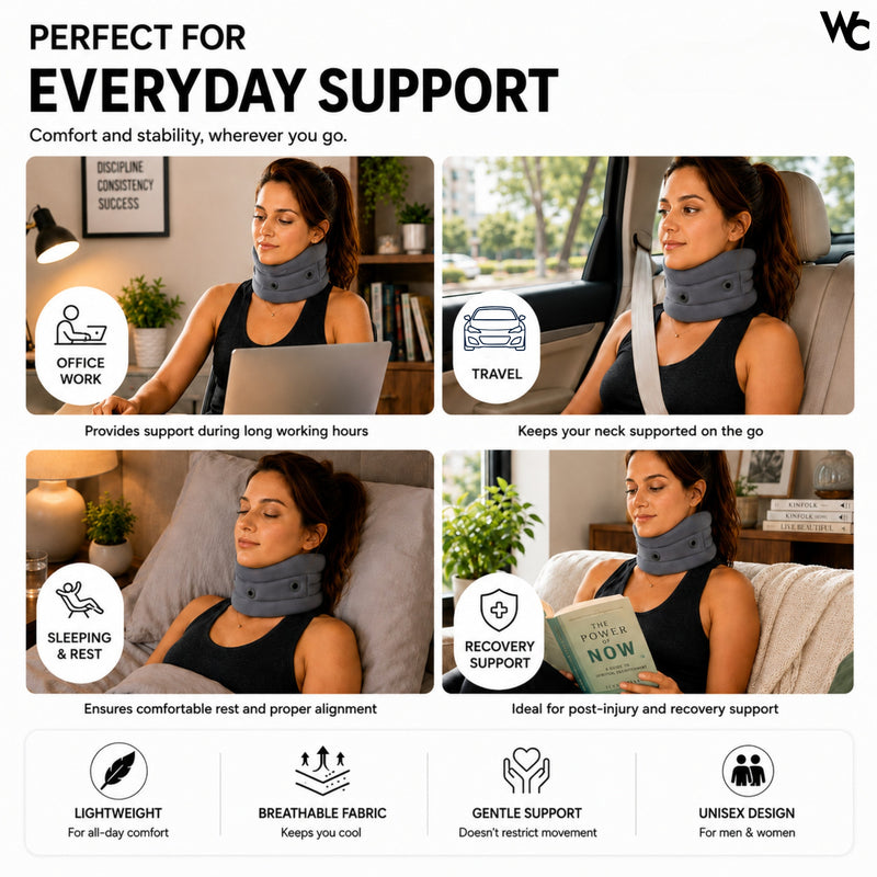 Wonder Care Soft Neck Brace Cervical Collar, Adjustable Collar Neck Support Brace for Sleeping, Neck Brace for Neck Pain and Support for Women & Men, Breathable Material for Home Office Travel