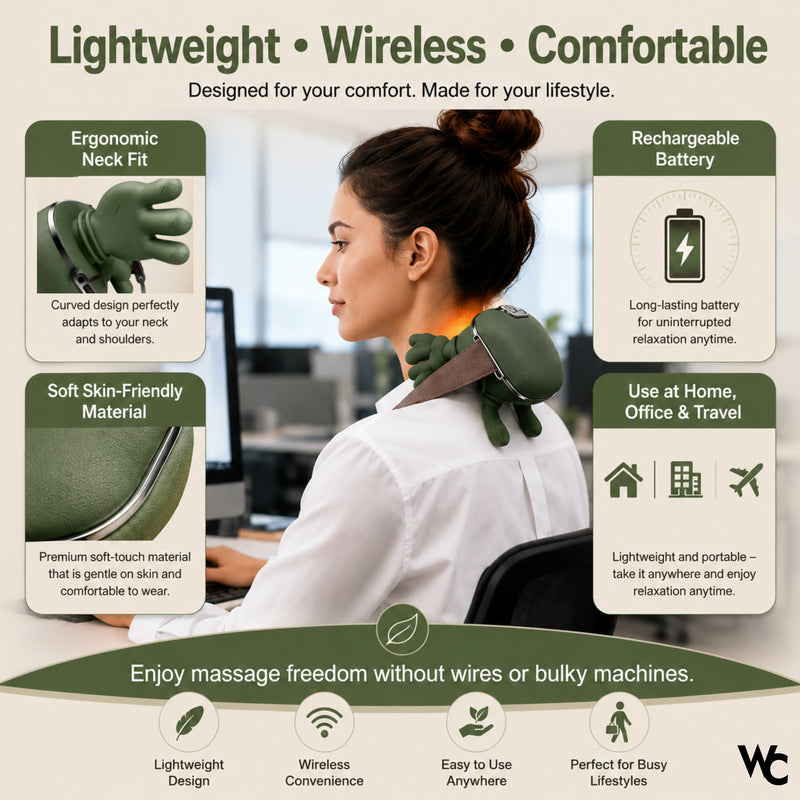 Wonder Care Full Body Massager Machine for Pain Relief | Electric Neck & Shoulder Massager | Leg, Shoulder, Hand & Calf Massage Machine | Scalp Massager | Shiatsu Percussion Massager for Cervical, Muscle & Body Pain Relief for Men & Women