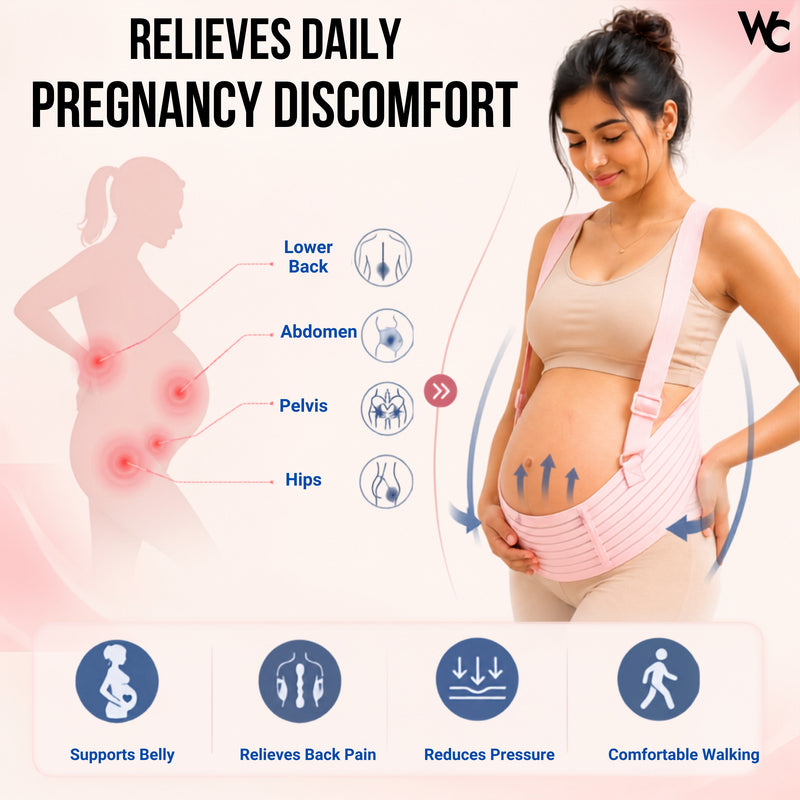 Wonder Care Pregnancy Support Belt for Women | Maternity Belly Band with Shoulder Straps | Adjustable Back Support Belt for Lower Back Pain Relief | Baby Bump Waist Support | Lumbo Sacral Maternity Belt During Pregnancy