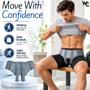 Wonder Care- Grey Hernia belt for men Truss Brace with one removable compression pad