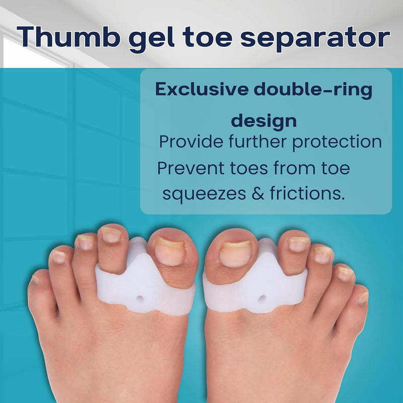 BUY 1 Get 1 FREE Wonder Care Silicone Toe Separator For Feet Gel Toe Pads Toe Big Toe Corrector Bunion Toe Straightener Yoga Toe Stretcher Hammer Toe Bunion [Pair of 1-2 Pieces]