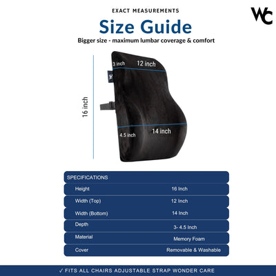 Wonder Care Lumbar Back Support Pillow for Office Chair & Car