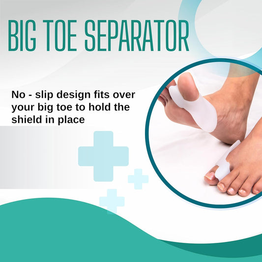 BUY 1 Get 1 FREE Wonder Care Silicone Toe Separator For Feet Gel Toe Pads Toe Big Toe Corrector Bunion Toe Straightener Yoga Toe Stretcher Hammer Toe Bunion White [Pair of 1-2 Pieces]