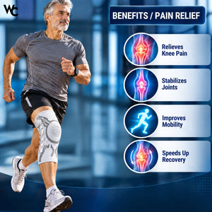 WC Knee Brace for Men & Women, Adjustable Dial Compression Knee Support with Lace-Up System, Breathable Knee Cap for Joint Stability, Gym, Running, Walking & Sports