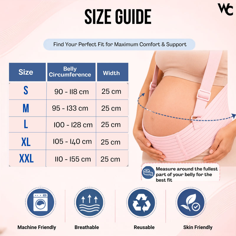 Wonder Care Pregnancy Support Belt for Women | Maternity Belly Band with Shoulder Straps | Adjustable Back Support Belt for Lower Back Pain Relief | Baby Bump Waist Support | Lumbo Sacral Maternity Belt During Pregnancy