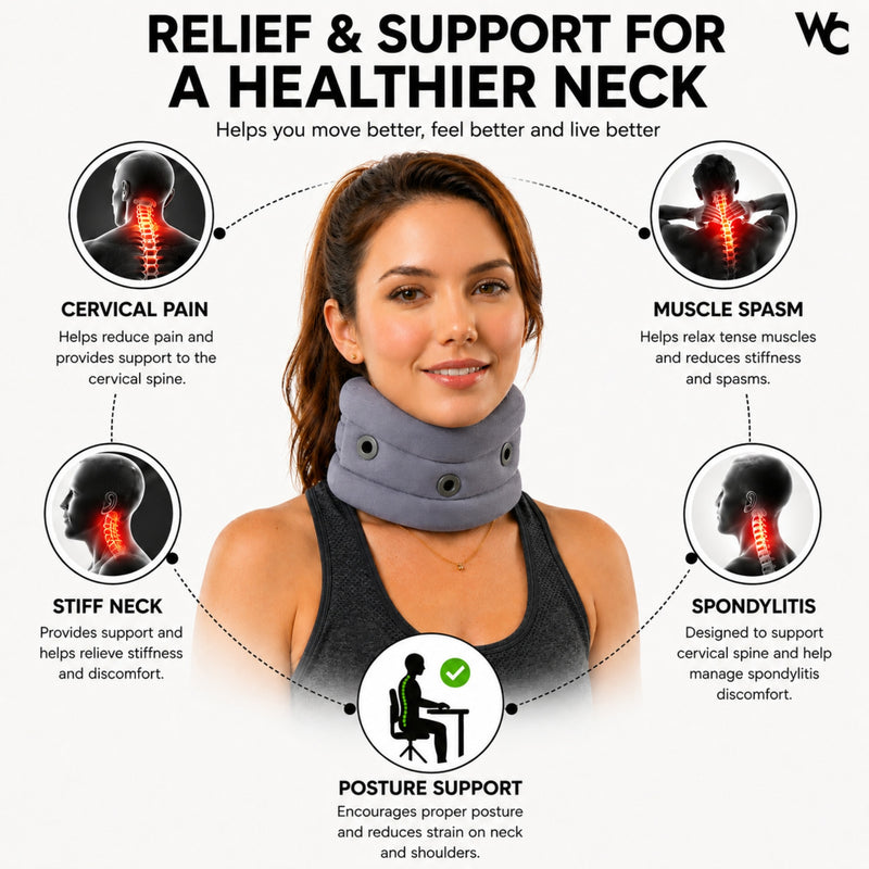 Wonder Care Soft Neck Brace Cervical Collar, Adjustable Collar Neck Support Brace for Sleeping, Neck Brace for Neck Pain and Support for Women & Men, Breathable Material for Home Office Travel