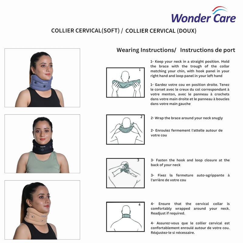 Wonder Care Plastic Soft Cervical Collar Adjustable Collar Neck Support Brace Neck Support Soft Neck Collar Neck Brace For Neck Pain And Support For Women & Men, Medium