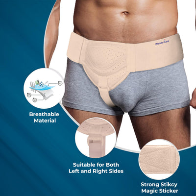 Wonder Care Hernia Belt - Beige Black White Single Side