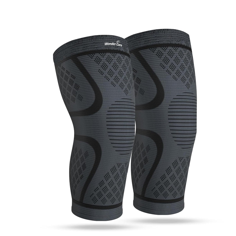 BUY 1 Get 1 FREE Knee Sleeve Knee Brace Compression Knee Sleeve For Men And Women Knee Support Running Knee Sleeve Workout Knee Sleeve Gym Hiking Sports Running Gym [Grey/Black] All Sizes