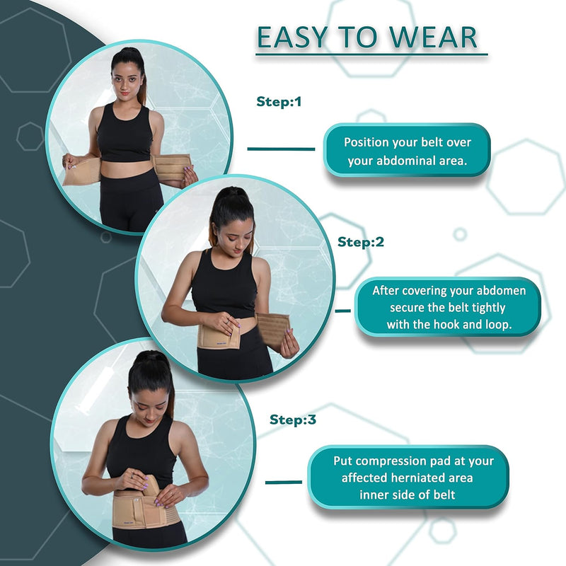 Wonder Care Polyester Umbilical Hernia Belt Hernia Support Brace with Removable Compression Pad Navel Hernia Pain Relief for Men & Women
