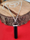 Natural Hexagonal Crystal Quartz Pendant Black