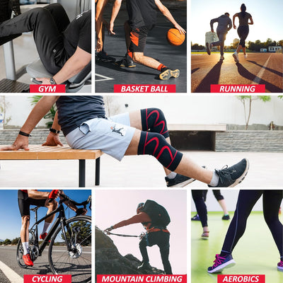 BUY 1 Get 1 FREE Wonder Care Knee Sleeve Knee Brace Compression Knee Sleeve For Men And Women Knee Support Running Knee Sleeve Workout Knee Sleeve Gym Hiking Sports Running Gym (Red-Black)