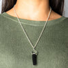 Natural Hexagonal Crystal Quartz Pendant Black