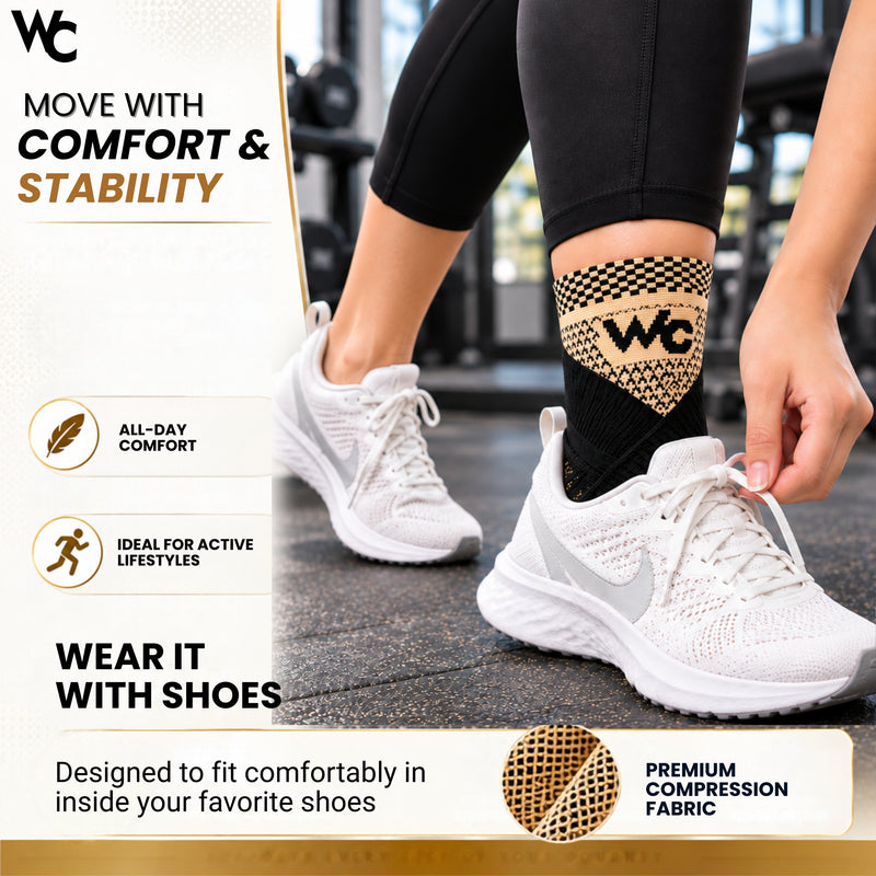 Wonder Care Ankle Support for Sprained Ankle Injury, Ankle Brace for Plantar Fasciitis Anklet Wrap Pain Relief Men & Women Achilles Tendon