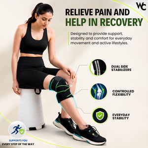 Wonder Care Neoprene Blend Adjustable Knee Support With Anti-Slip Silicon Strip,Breathable Patella Knee Brace Cap For Pain Relief,Sports, Arthritis Protection For Men & Women