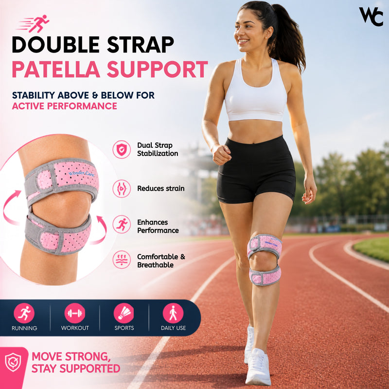 Adjustable Knee Neoprene Blend Brace For Pain, Patella, Strap For Workout, Sports, Arthritis, Acl, Mcl, Meniscus Tear Patellar Tendon Support Men & Women Free Size (Blue/Black)