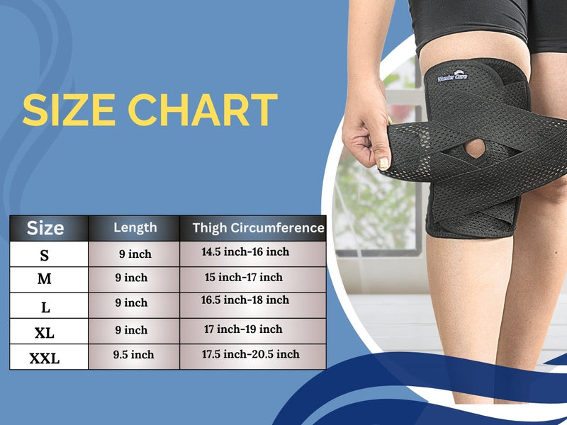 Wonder Care Adjustable Wrap Knee Support Brace, Air Mesh Fabric Knee Brace Cap for Pain Relief, Sports, Arthritis, Running Protection (Black)
